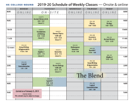 hs college bound schedule of classes at the blend online weekly schedule
