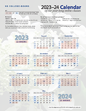 Annual calendar of online classes - BOTTOM